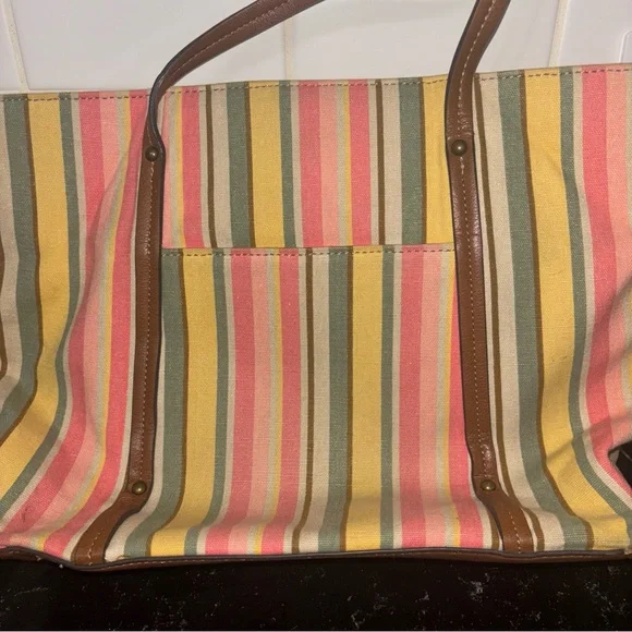 St Johns Bay Shoulder purse Striped Multicolor Tote Bag Beach - Picture 2 of 16